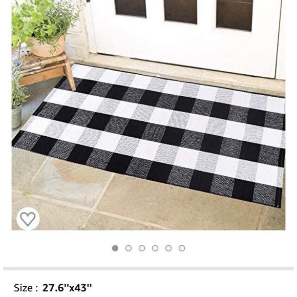 Front Door Carpet Black And White Checkered Plaid Outdoor Carpet, New - Picture 2 of 7